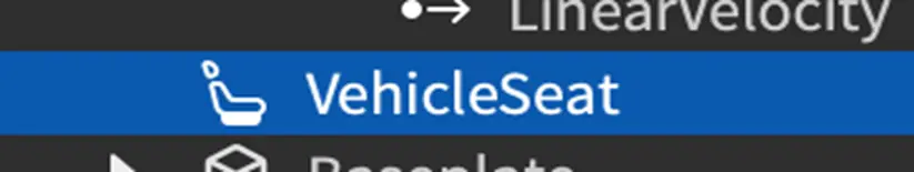 Объект VehicleSeat в иерархии модели самолёта